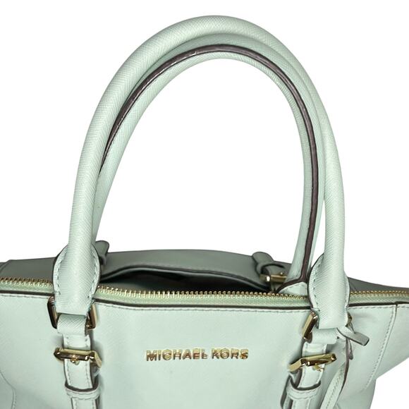 Michael Kors Ciara Large Satchel in a mint green color - Picture 6 of 7